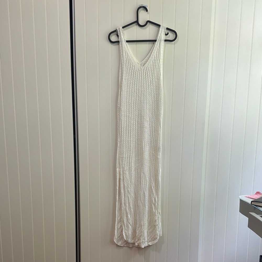 Crochet White Knit Maxi cover up